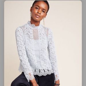 NWT Anthropologie loraine blue lace top